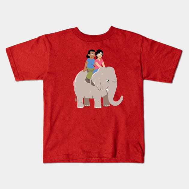 Elephant Ride Kids T-Shirt by wloem